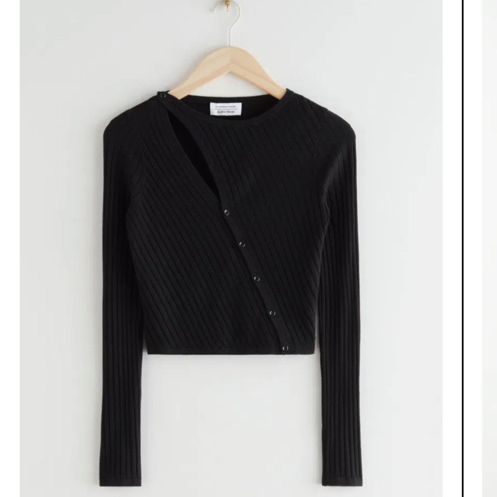Los Angeles Atelier & Other Stories Black Knit Cardigan Asymmetrical Sweater Sm - Picture 4 of 11